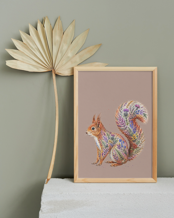 WILD BLOOM RED SQUIRREL - ART PRINT
