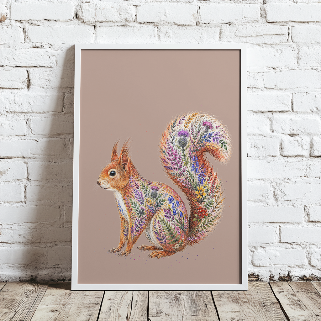 WILD BLOOM RED SQUIRREL - ART PRINT