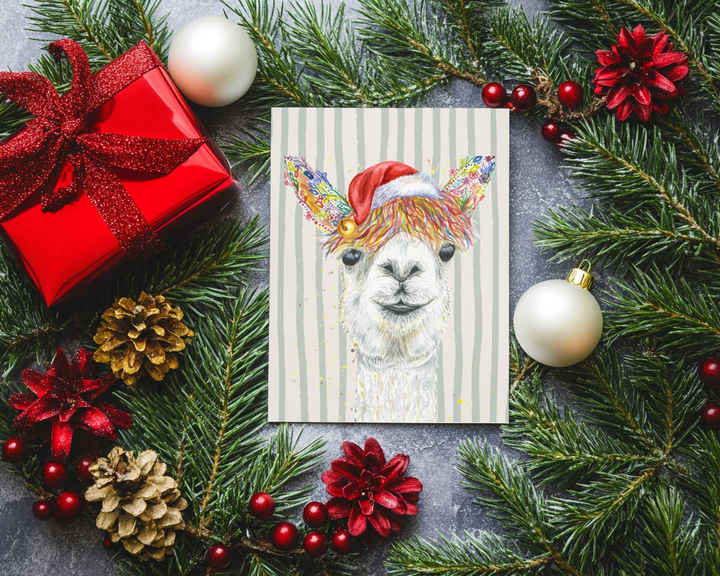VINTAGE CHRISTMAS LLAMA ECO CARD
