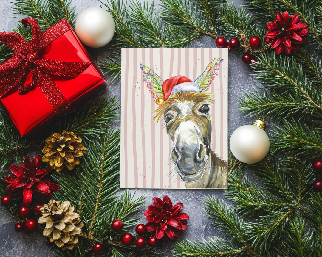 VINTAGE CHRISTMAS DONKEY ECO CARD