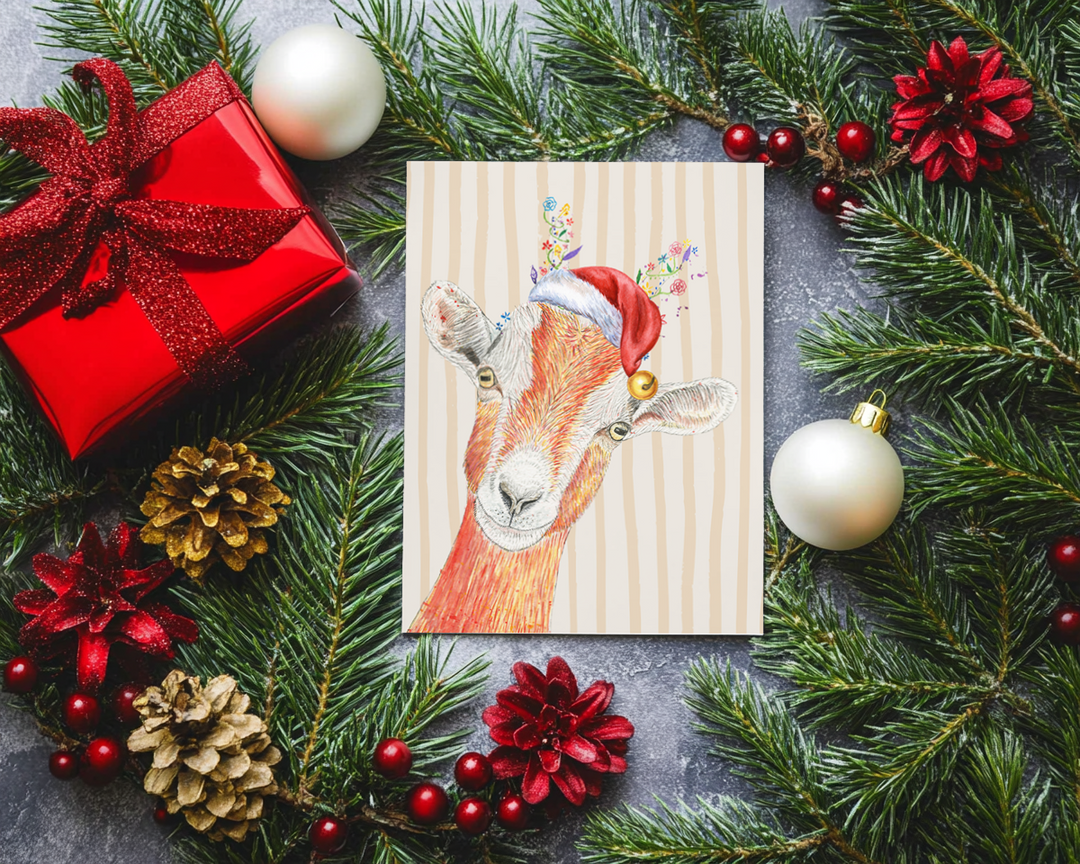 VINTAGE CHRISTMAS GOAT ECO CARD