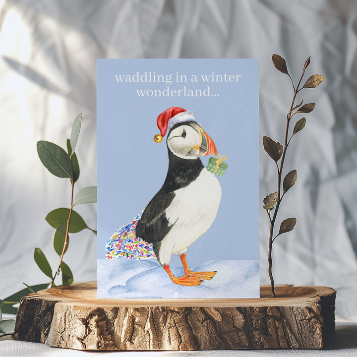 CHRISTMAS PUFFIN GREETINGS ECO CARD