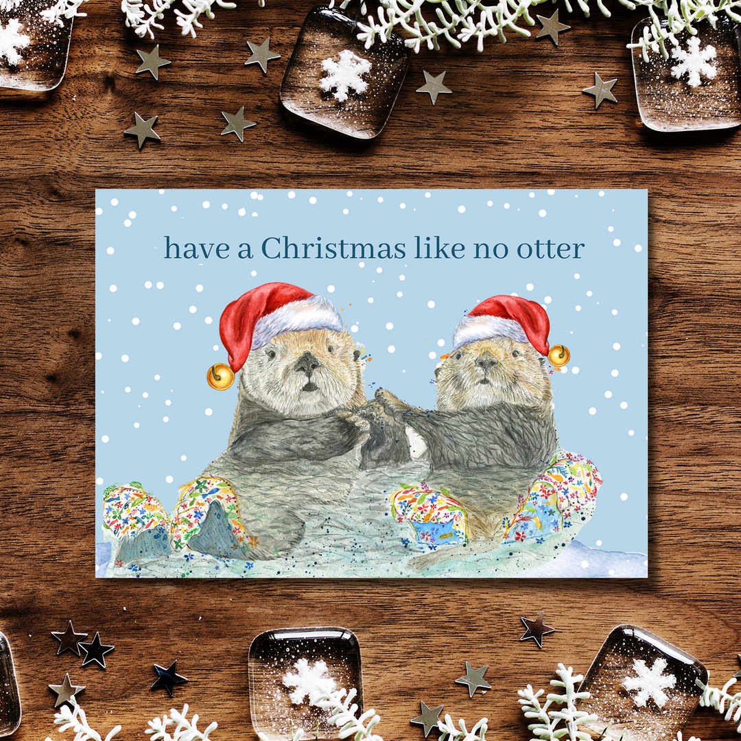 OTTERS CHRISTMAS GREETINGS ECO CARD