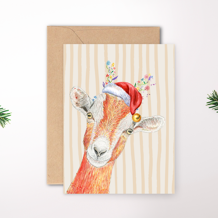 VINTAGE CHRISTMAS GOAT ECO CARD