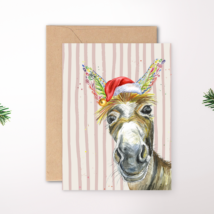 VINTAGE CHRISTMAS DONKEY ECO CARD