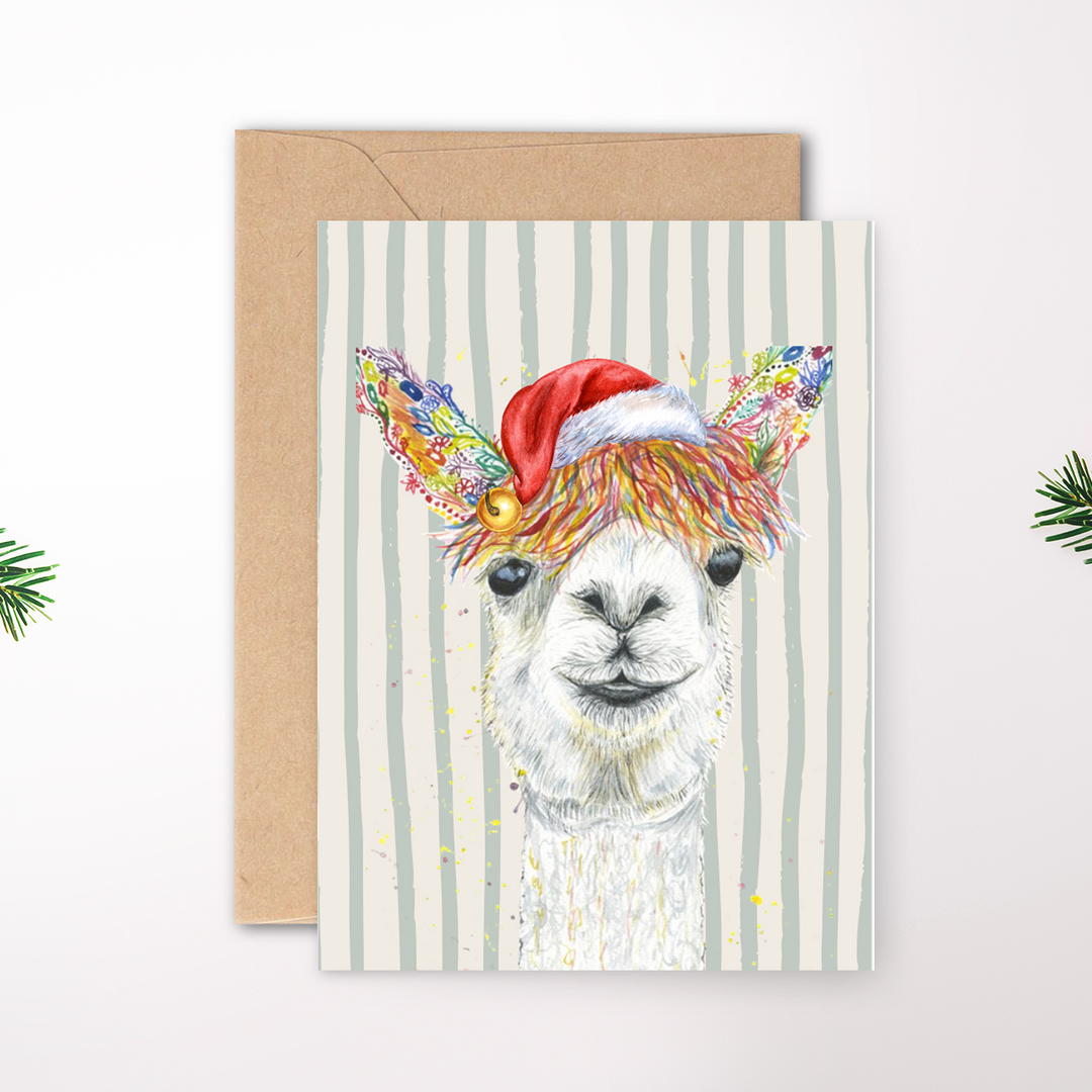VINTAGE CHRISTMAS LLAMA ECO CARD
