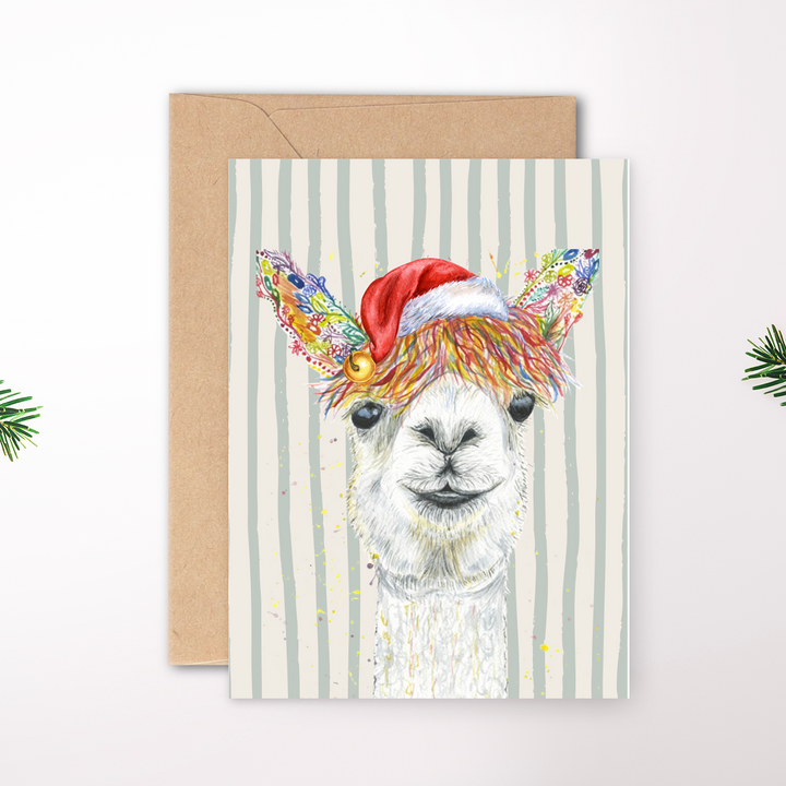 VINTAGE CHRISTMAS LLAMA ECO CARD