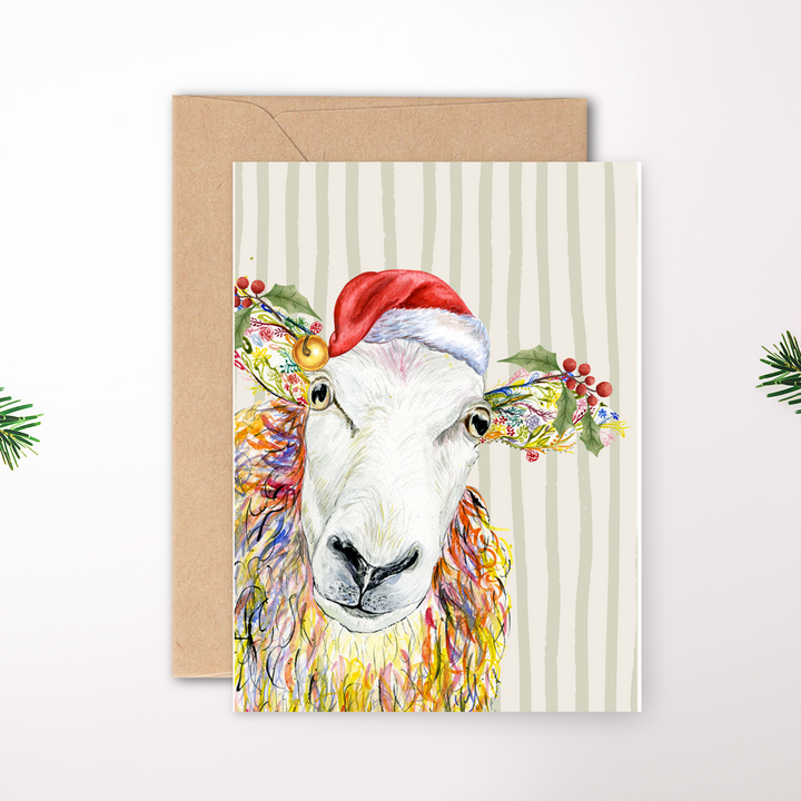 VINTAGE CHRISTMAS SHEEP ECO CARD