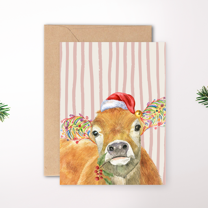 VINTAGE CHRISTMAS COW ECO CARD