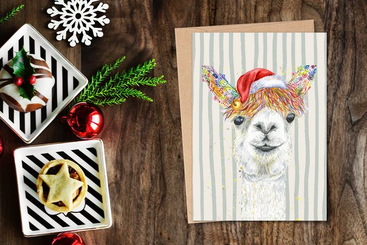 VINTAGE CHRISTMAS LLAMA ECO CARD