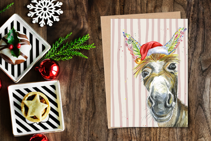 VINTAGE CHRISTMAS DONKEY ECO CARD