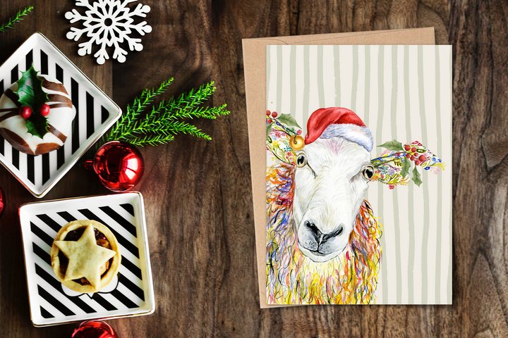 VINTAGE CHRISTMAS SHEEP ECO CARD