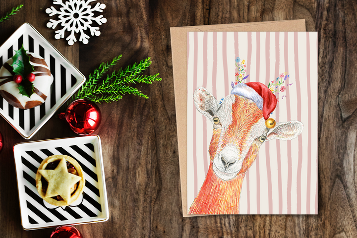 VINTAGE CHRISTMAS GOAT ECO CARD