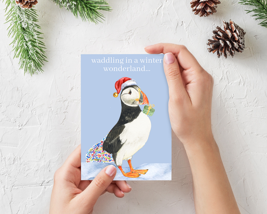 CHRISTMAS PUFFIN GREETINGS ECO CARD