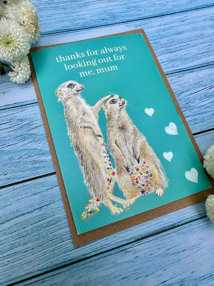 MEERKAT MOTHERS DAY ECO CARD - reverse