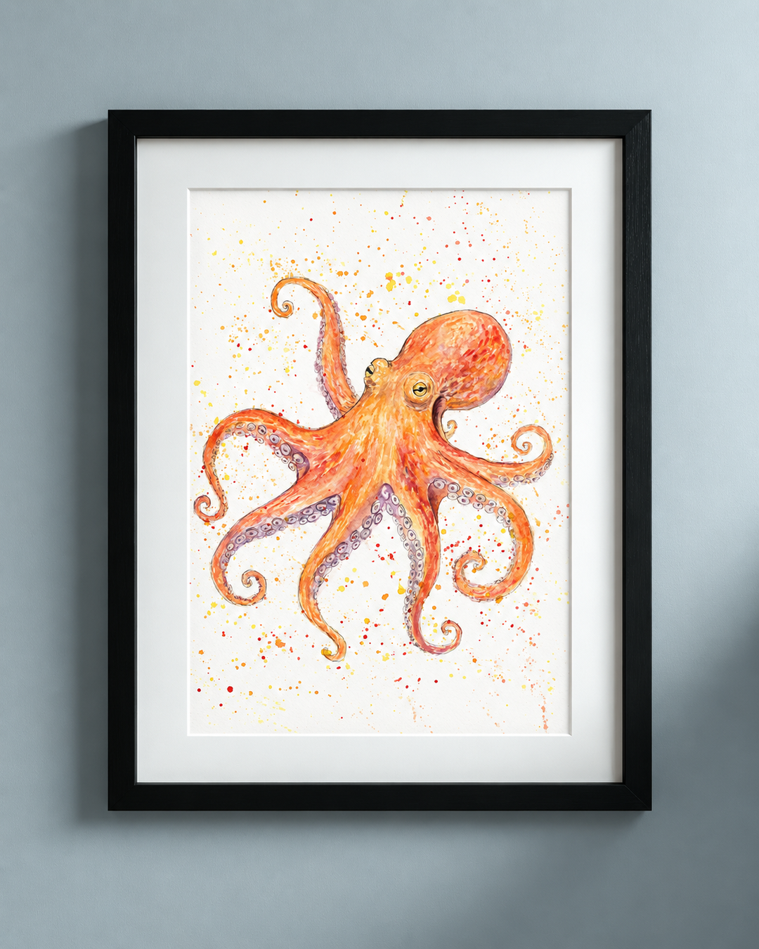 Octavia the Octopus signed print in black frame