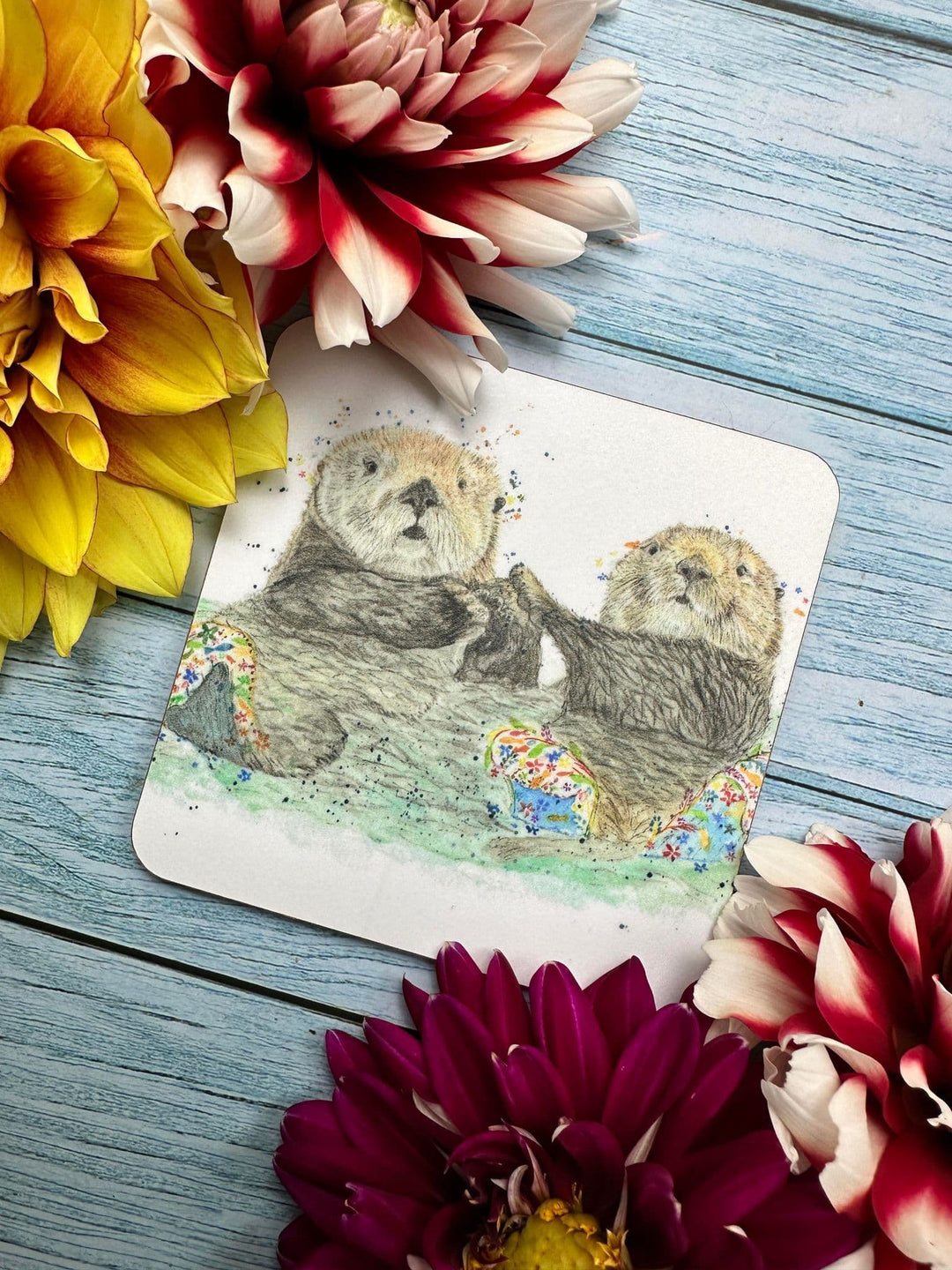 OTIS AND OPAL THE OTTERS LUXURY CORK COASTER