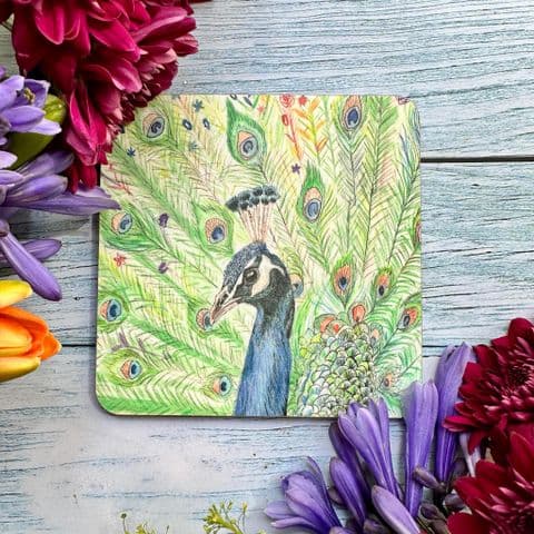 PICASSO THE PEACOCK LUXURY CORK COASTER