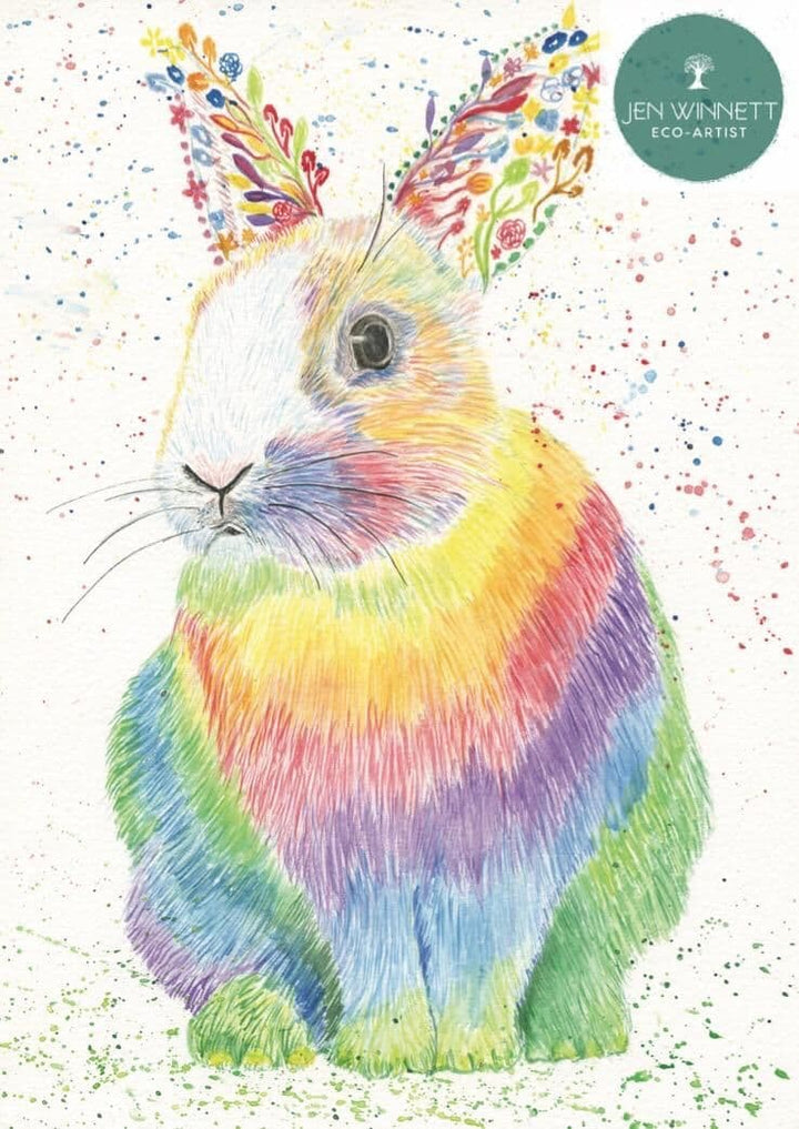 RAZA THE RAINBOW RABBIT  - SIGNED PRINT -