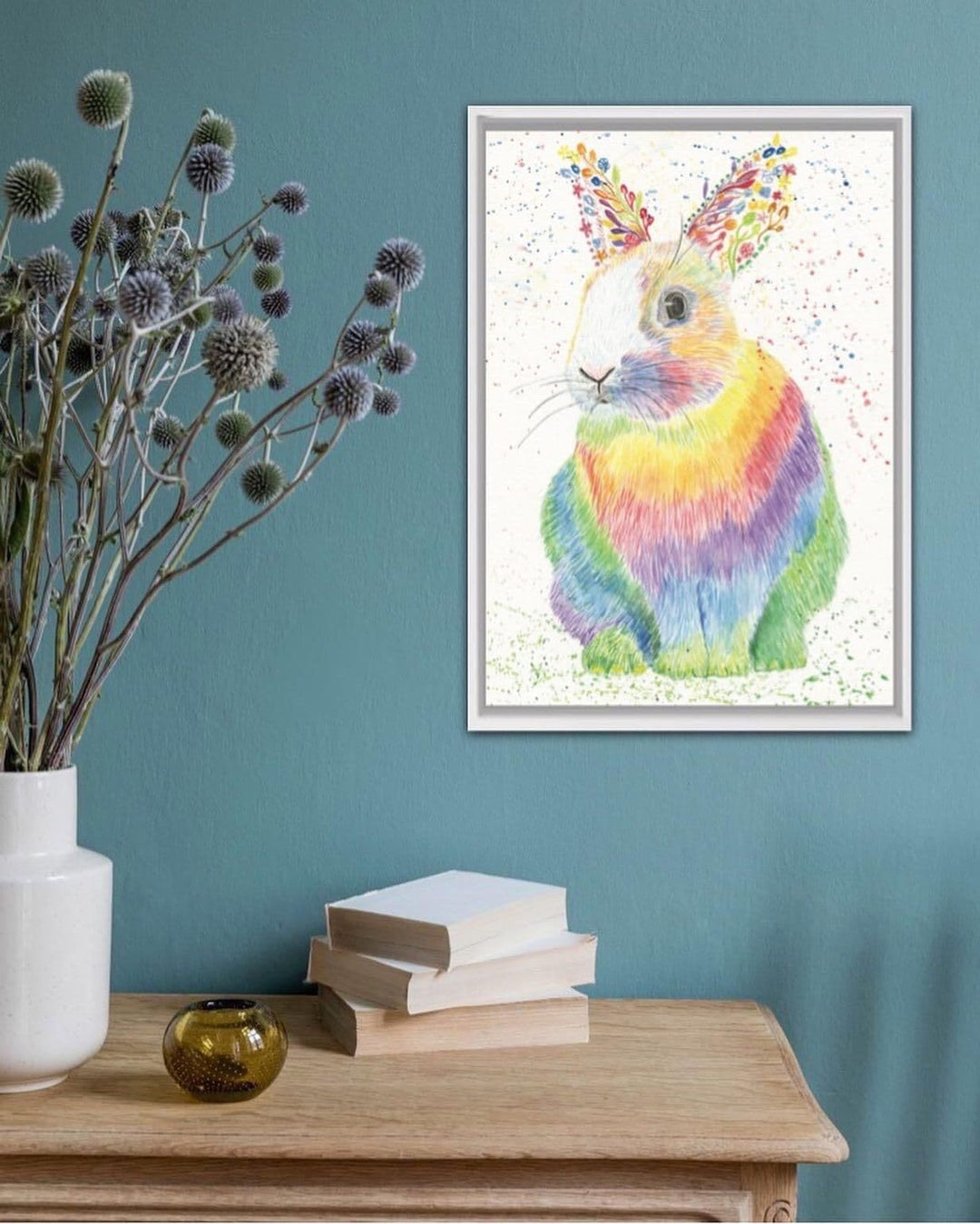 RAZA THE RAINBOW RABBIT  - SIGNED PRINT -