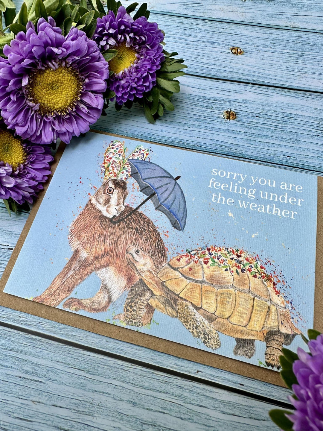 SORRY TO HEAR YOU ARE UNDER THE WEATHER HARE AND TORTOISE ECO CARD