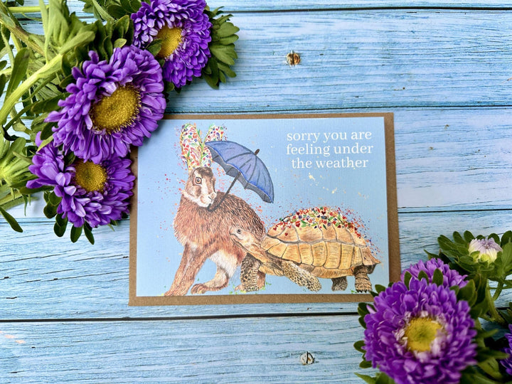 SORRY TO HEAR YOU ARE UNDER THE WEATHER HARE AND TORTOISE ECO CARD