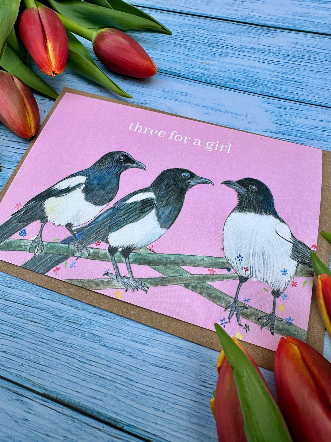 THREE FOR A GIRL MAGPIES ECO CARD