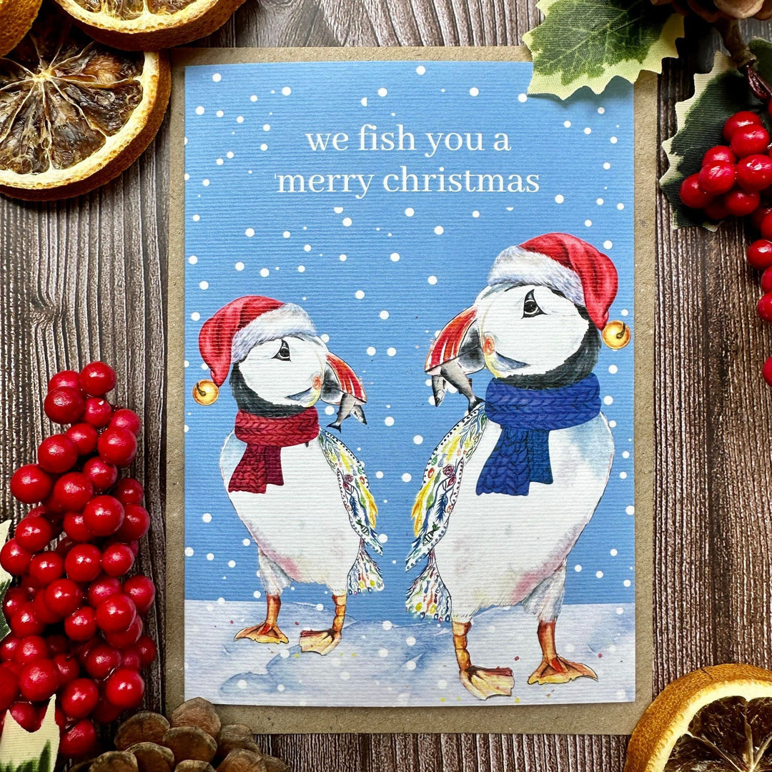 WE FISH YOU A MERRY CHRISTMAS PUFFIN ECO CARD